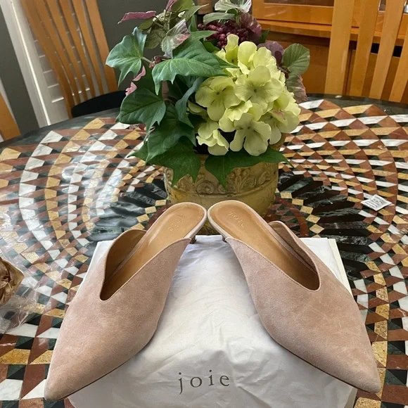 NOT your mothers mules 😜 JOIE pink suede V mules so pretty 🤗🌸 - Picture 1 of 5